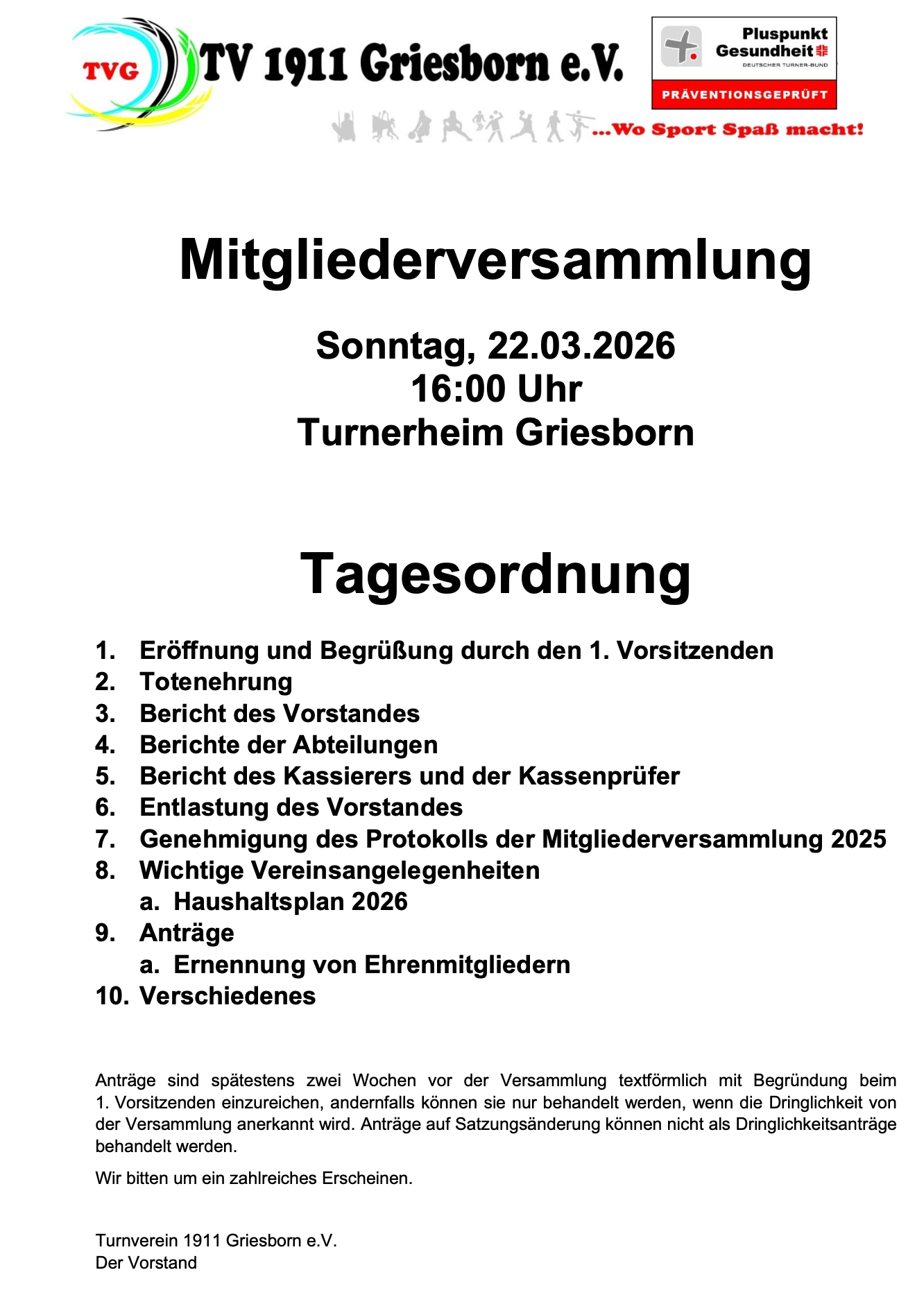 Mitgliederversammlung 2026