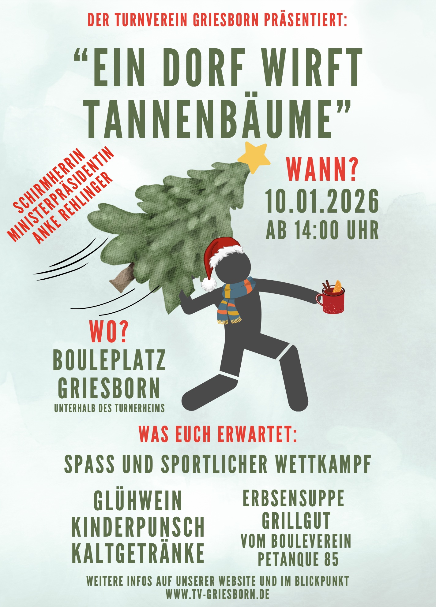 Plakat Ein Dorf wirft Tannenbäume 2026 Endfassung